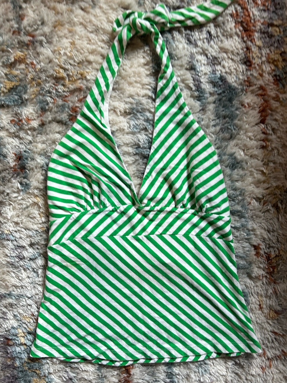 Banana Republic Green and White Striped Halter Top